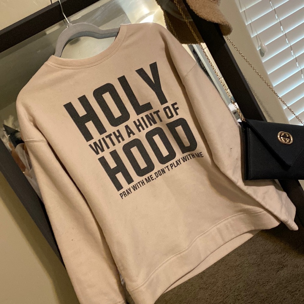Warm, cozy, soft pull over. Holy & Hood